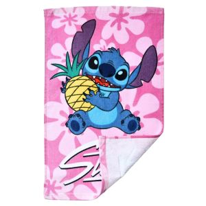 Dětský froté ručník LILO A STITCH MAZLÍK ANANAS, růžový, 30x50cm