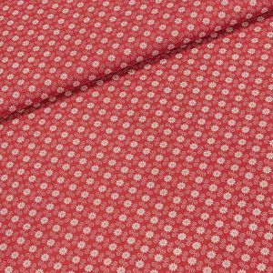 Bavlněné plátno 103000/13234 RED, bílé kvítky a spirálky na červené, š.140cm (látka v metráži)