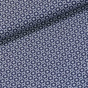 Bavlněné plátno 103000/2088 BLUE, bílé kvítky na tmavě modré, š.140cm (látka v metráži)