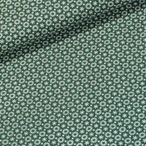 Bavlněné plátno 103000/2088 GREEN, bílé kvítky na tmavě zelené, š.140cm (látka v metráži)