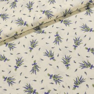 Bavlněné plátno 2676/1571805/32 levandule na smetanové, š.140cm (látka v metráži)