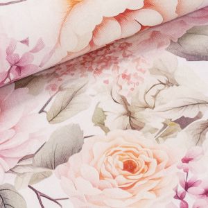 Bavlněné plátno 5312 DIGITÁLNÍ TISK, růžové růže, š.160cm (látka v metráži)