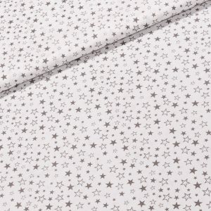 Bavlněné plátno POLO šedé hvězdičky na bílé, š.160cm (látka v metráži)
