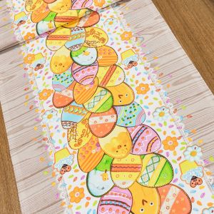 Bavlněné plátno / štola na metráž velikonoční 703024, kraslice, žlutá, š. 50cm (látka v metráži)