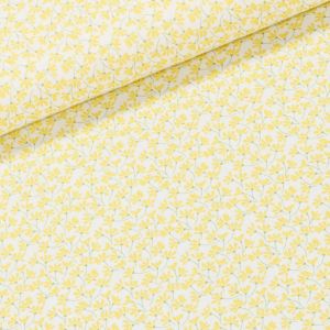 Bavlněné plátno TREND SUN 8 AMARELO, žluté kytičky na bílé š.150cm (látka v metráži)