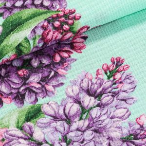 Bavlněné plátno vaflovina, utěrkovina / štola na metráž 703023/294281, šeřík na mentolové, š. 50cm (látka v metráži)