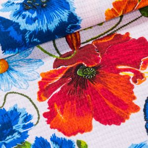 Bavlněné plátno vaflovina, utěrkovina / štola na metráž 703023 makové pole, červená, š. 50cm (látka v metráži)