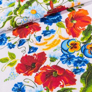 Bavlněné plátno vaflovina, utěrkovina / štola na metráž 703023 makové pole, červená, š. 50cm (látka v metráži)