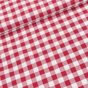 Bavlněný kanafas DELUXE červená kostka 2cm, š.150cm (látka v metráži)