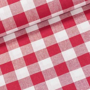 Bavlněný kanafas DELUXE červená kostka 2cm, š.150cm (látka v metráži)