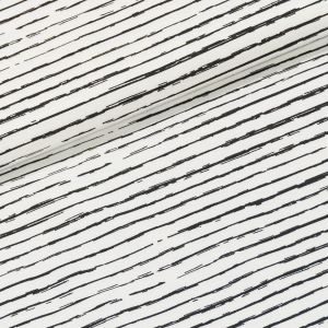 Bavlněný úplet KC1472-351, černý proužek na bílé, š.145cm (látka v metráži)