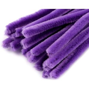 Chlupatý modelovací drát 160281/30, jednobarevná fialová tmavá, průměr 6mm, délka 30cm, (1 balení, 20 kusů)