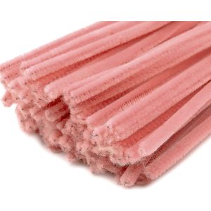 Chlupatý modelovací drát 160281/44, jednobarevná růžová světlá, průměr 6mm, délka 30cm, (1 balení, 20 kusů)
