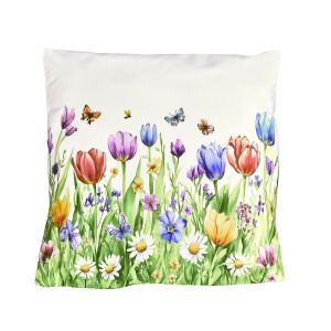 Dekorační povlak na polštářek CYHa7548 TISK, tulipány, zelená, 40x40cm