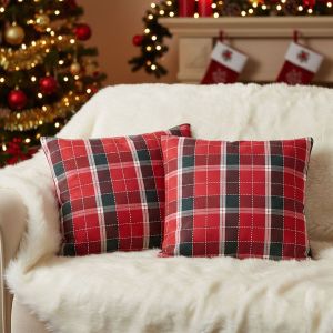 Dekorační povlak na polštářek vánoční 19521 ČERVENÉ KÁRO, 40x40cm