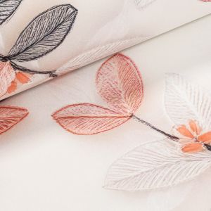 Dekorační závěs 25054/101 VELVET, oranžové květy na větvičce na béžové, šířka 150cm (látka v metráži)