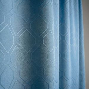 Dekorační závěs / lehká závěsovina 787/36, geometrický vzor, modrá, šířka 150cm (látka v metráži)