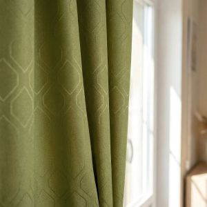 Dekorační závěs / lehká závěsovina 787/45, geometrický vzor, zelená, šířka 150cm (látka v metráži)