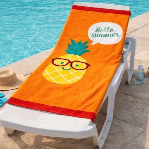 Dětská plážová osuška ANANAS ORANŽOVÁ, froté, 70x140cm