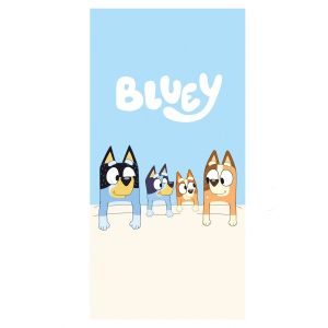 Dětská plážová osuška BLUEY, pejsci, modrá, froté, 70x140cm