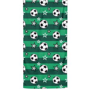 Dětská plážová osuška FOTBAL, zelená, froté, 70x140cm