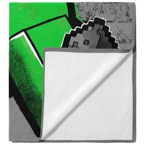 Dětská plážová osuška MINECRAFT CREEPER KING, šedá, froté, 70x140cm