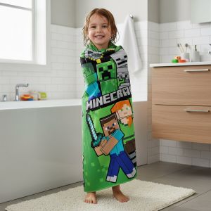 Dětská plážová osuška MINECRAFT LETS SURVIVE, zelená, froté, 70x140cm