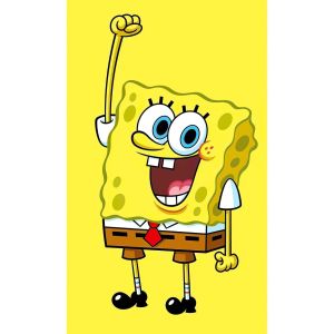 Dětský froté ručník SPONGE BOB ŽLUTÝ JAKO HOUBA, žlutý 30x50cm