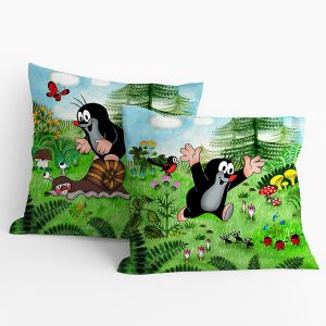 Dětský polštářek KRTEK V LESE (Krteček), zelený, 40x40cm