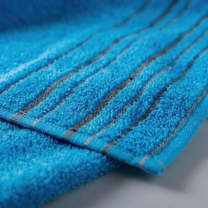 Froté ručník ZARA, tyrkysový s proužkovanou bordurou, 40x60cm