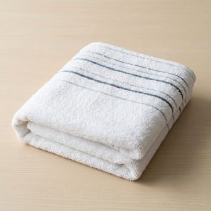 Froté ručník ZARA, bílý s proužkovanou bordurou, 50x100cm