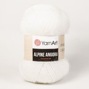 Pletací příze YarnArt ALPINE ANGORA 330 bílá, efektní, 150g/150m