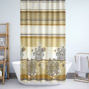 Koupelnový závěs BÉŽOVÉ KVĚTY, 180x200cm