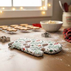 Kuchyňská chňapka vánoční BY101 ŠIŠKY NA BÍLÉ 28x18cm