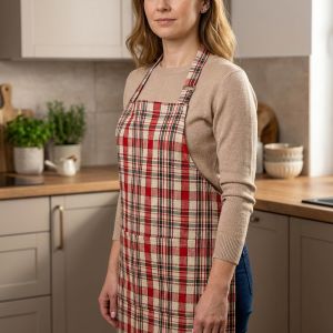 Kuchyňská zástěra 19516 SKANDINÁVSKÁ KOSTIČKA, červená 70x90cm