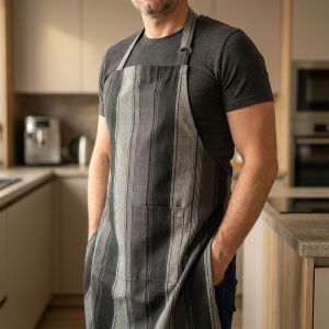 Kuchyňská zástěra pánská SRI 25316, tmavě šedý pruh 70x90cm