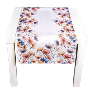 Kuchyňský ubrus CYH6105 TISK, modro- červené květy 40x90cm (obdélník) 