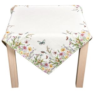 Kuchyňský ubrus CYH6179 TISK, louka, směs kvítí, bílá 85x85cm (čtverec) 