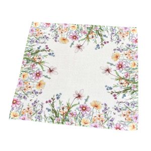Kuchyňský ubrus / prostírání CYH6179 TISK, louka, směs kvítí, bílá 35x35cm (čtverec) 