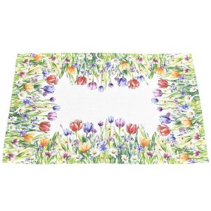 Kuchyňský ubrus / prostírání CYHA7548 TISK, tulipány, zelená 30x45cm (obdélník) 