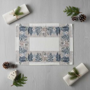 Kuchyňský ubrus / prostírání vánoční CYH6064C, domečky, béžovo-zelená 30x45cm (obdélník) 