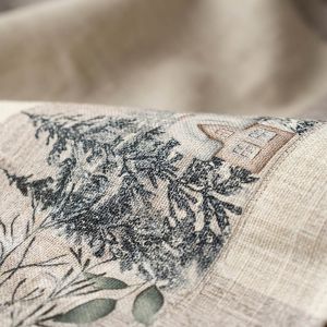 Kuchyňský ubrus vánoční CYH6064C, domečky, béžovo-zelená 120x140cm (obdélník) 