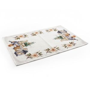 Kuchyňský vánoční ubrus / prostírání CYH6060C, skřítek s lucernou, béžová, 30x45cm (obdélník) 