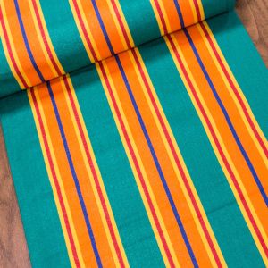 Lehátkovina LINDA ZELENÁ, oranžovo-zelené pruhy, š.37cm (látka v metráži)