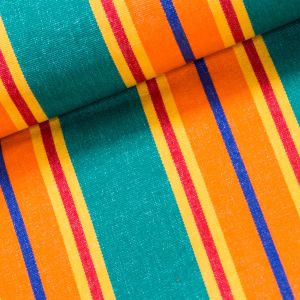 Lehátkovina LINDA ZELENÁ, oranžovo-zelené pruhy, š.37cm (látka v metráži)