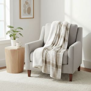 Luxusní hebká hřejivá deka KORALL FLUTTO - imitace vlny, béžová kostka 150×200 cm