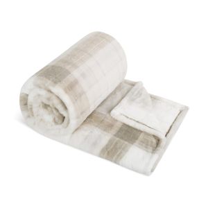 Luxusní hebká hřejivá deka KORALL FLUTTO - imitace vlny, béžová kostka 150×200 cm