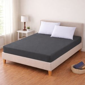 Luxusní napínací mako-jersey prostěradlo s lycrou DELUXE Collection 180x200cm / 30cm elastické, antracitové