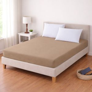 Luxusní napínací mako-jersey prostěradlo s lycrou DELUXE Collection 180x200cm / 30cm elastické, kávové