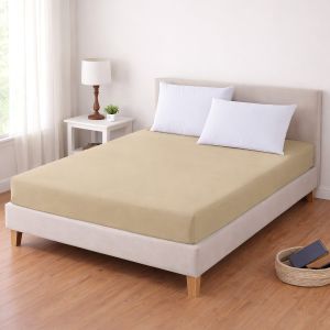 Luxusní napínací mako-jersey prostěradlo s lycrou DELUXE Collection 180x200cm / 30cm elastické, smetanové